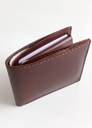 Кожаный кошелек бифолд с монетницей, ручной работы6 фото