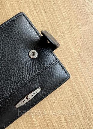 Компактное кожаное мужское портмоне черного цвета5 фото