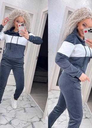 Велюровий спортивний костюм жіночий весняний легкий на весну базовий демісезонний...