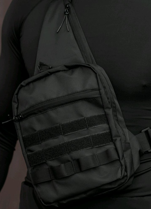 Тактическая сумка кобура, мужской мессенджер из черной кордуры2 фото