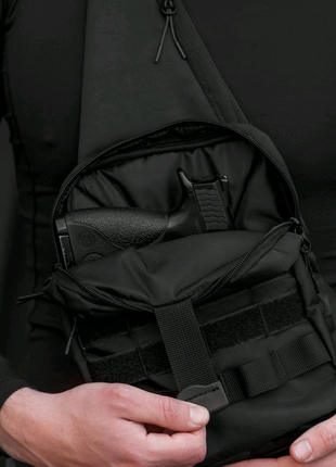 Тактическая сумка кобура, мужской мессенджер из черной кордуры3 фото