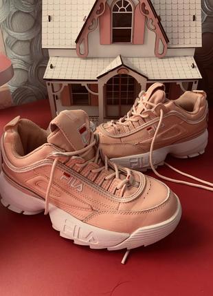 Оригінальні гламурні кросівки fila disruptor pink.