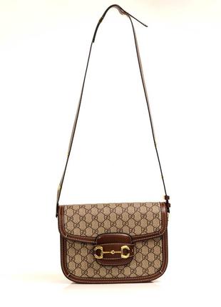 Сумка gucci horsebit 1955 shoulder bag grey/brown2 фото