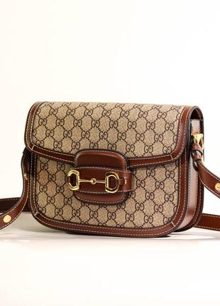 Сумка gucci horsebit 1955 shoulder bag grey/brown