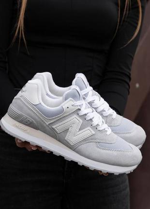 New balance grey white кроссовки женские замша3 фото