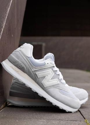 New balance grey white кроссовки женские замша1 фото