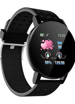 Фітнес трекер розумний смарт годинник uwatch 119 plus з крокоміром. колір: чорний1 фото