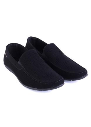 Мужские черные туфли с перфорацией летние сетка мокасины4 фото