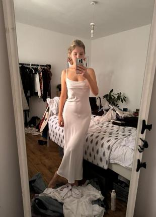 Белое шёлковое/атласное платье вечернее/свадебное1 фото