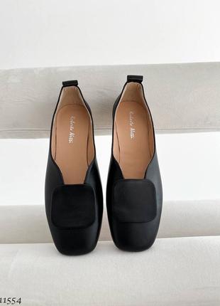 Туфли балетки лоферы черные женские кожа4 фото