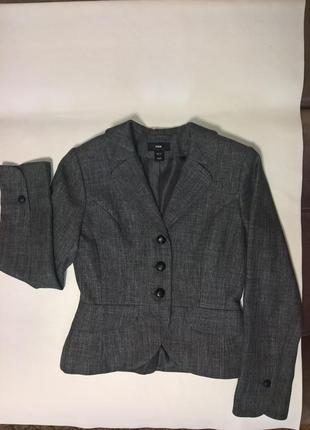 Женский серый деловой офисный пиджак с баской, р. 36 (s) , h&m