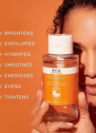 Тонік для обличчя з вітаміном с ren clean skincare ready steady glow daily aha toner2 фото