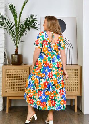 Яскрава літня жіноча сукня зі штапелю квітковий принт7 фото
