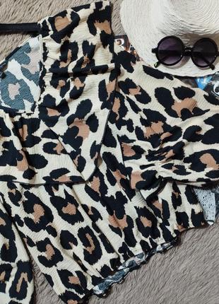 Шикарная блузка леопард с рюшами/блуза/джемпер2 фото
