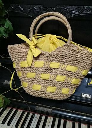 Плетена сумочка-кошик1 фото