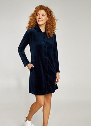 Темно - синій жіночий короткий халат (арт. ldg 118/001)