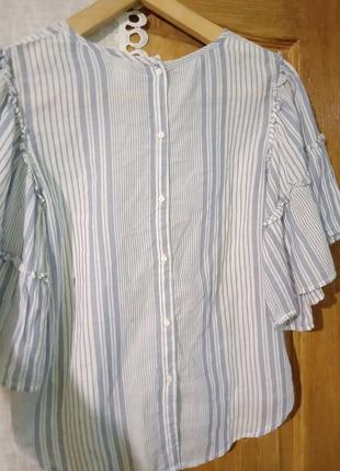 Хлопковая блуза в полоску с рукавом-клеш h&m5 фото