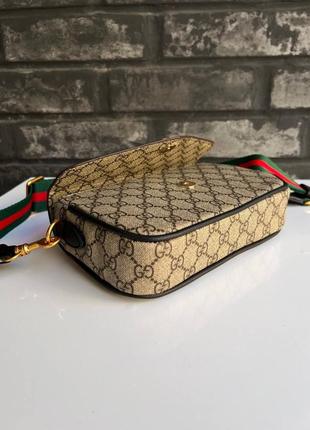 Акуратна світла жіноча сумка gucci бренда люкс якості крос боді ремінець текстиль8 фото