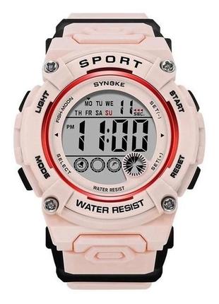 Електронний годинник synoke waterproof з підсвіткою pink1 фото