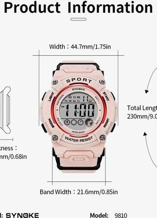 Електронний годинник synoke waterproof з підсвіткою pink3 фото