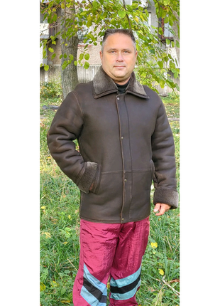 Дублянка чоловіча натуральна шкіра, овчина, розмір 48