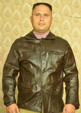 Куртка чоловіча шкіряна real leather, розмір 50, колір коричневий