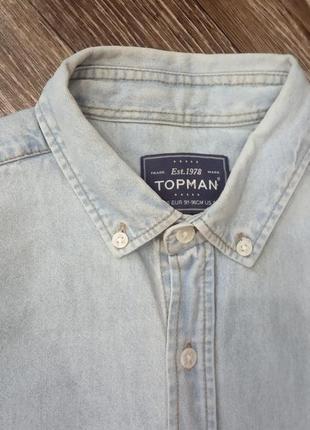 Джинсова сорочка topman розмір s (46-й) річна блакитна футболка5 фото