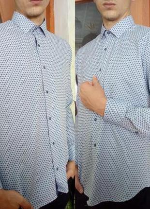 Новая мужская рубашка размер м (48-й) синяя классическая3 фото