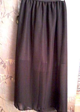 Длинная легкая юбка на подкладке, пояс резинка l-xl/48-507 фото