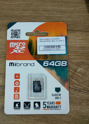 Microsdhc class 10 64gb (uhs-1) карта пам'яті мікро сд