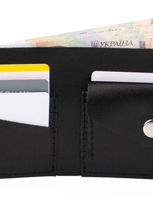 Шкіряний гаманець «wally» чорний глянцевий5 фото