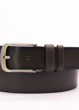 Шкіряний чоловічий ремінь коричневий 4 см ширина