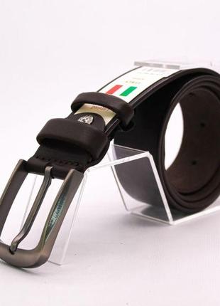 Шкіряний чоловічий ремінь коричневий 4 см ширина