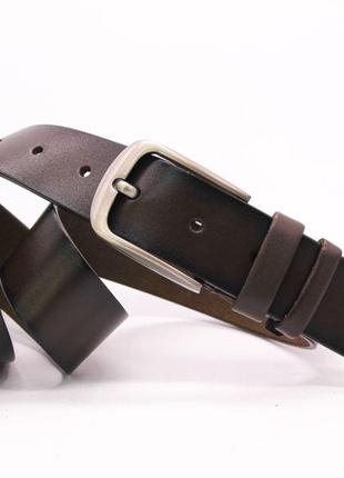 Шкіряний чоловічий ремінь коричневий 4 см ширина