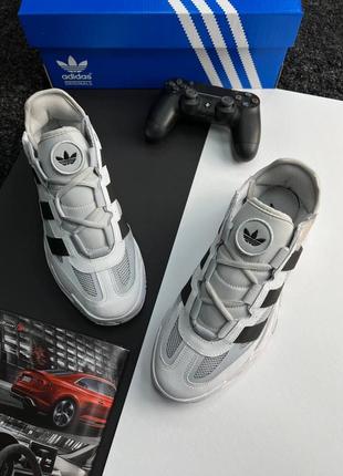 Мужские кроссовки adidas originals niteball prm white gray black3 фото