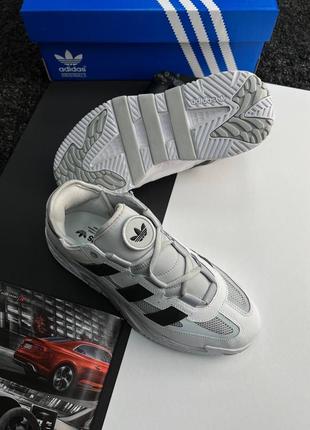 Мужские кроссовки adidas originals niteball prm white gray black2 фото