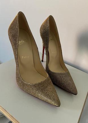 Золотые туфли лодочки лабутены louboutin1 фото