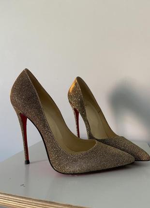 Золоті туфлі лодочки лабутени louboutin3 фото