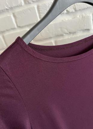 Трикотажна коротка сукня прямого крою пояс бордо марсала винний колір6 фото