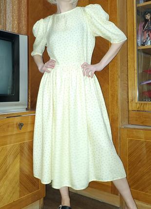 Винтажное платье объёмные пышные рукава принт цветы англия  винтаж ретро 80-е2 фото