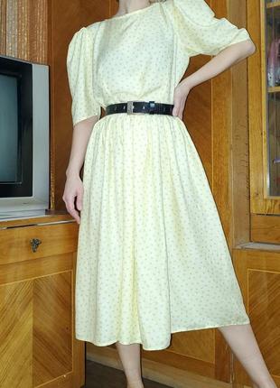 Винтажное платье объёмные пышные рукава принт цветы англия  винтаж ретро 80-е3 фото