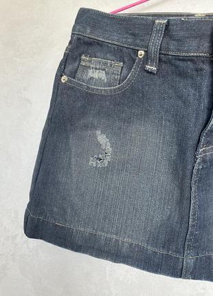 Мини юбка трендовая низкая посадка джинсовая короткая рваная3 фото
