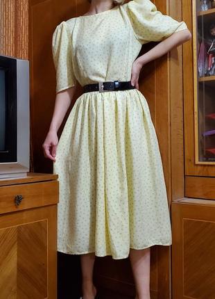 Винтажное платье объёмные пышные рукава принт цветы англия  винтаж ретро 80-е4 фото
