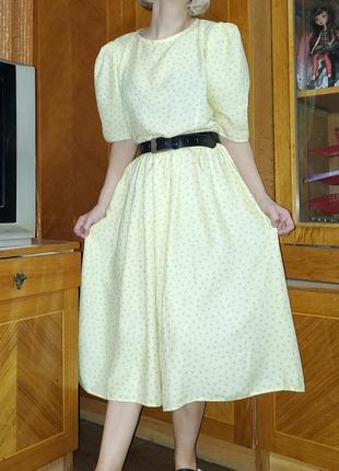Винтажное платье объёмные пышные рукава принт цветы англия  винтаж ретро 80-е6 фото
