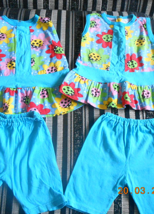 Пакет літнього одягу для вулиці на дівчинку 9-12-18міс.ціна за вс3 фото