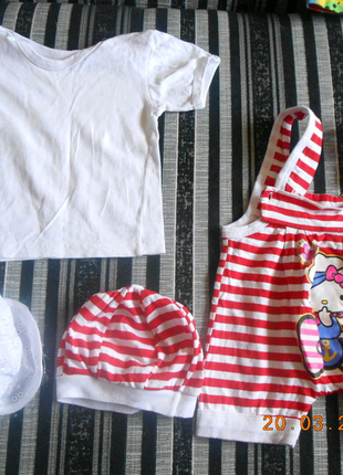 Пакет літнього одягу для вулиці на дівчинку 9-12-18міс.ціна за вс4 фото
