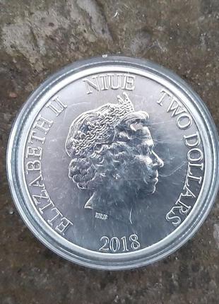 Срібна монета 1oz штурмовик "зоряні війни" 2 долари 201...4 фото