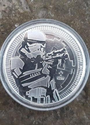 Срібна монета 1oz штурмовик "зоряні війни" 2 долари 201...5 фото