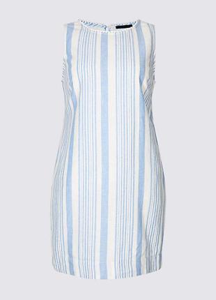 Коллекция m&s платье-туника в полоску из смесового льна curve код продукта: t528610e2 фото