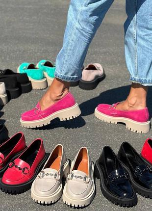 Лофери туфлі шкіра кожа замш туфли балетки